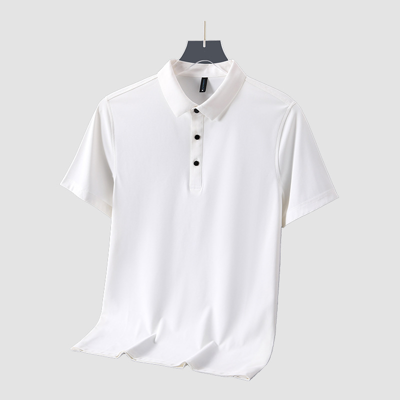 Camisa elástica de brocado de amoníaco cuello de secado rápido succión de sudor de verano ropa de trabajo de manga corta camisa polo personalizada