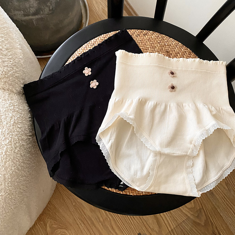 High Waist Underwear Women's Lace Edge Women's High Waist Underwear Women's Small Belly Strong Hip-lifting Winter Waist Protection Underwear