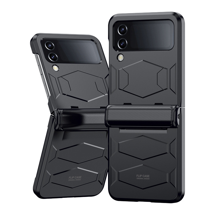 For Samsung ZFlip4 mobile phone case armored center axis hinge folding ultra-thin anti-drop all-inclusive flip3 protective case