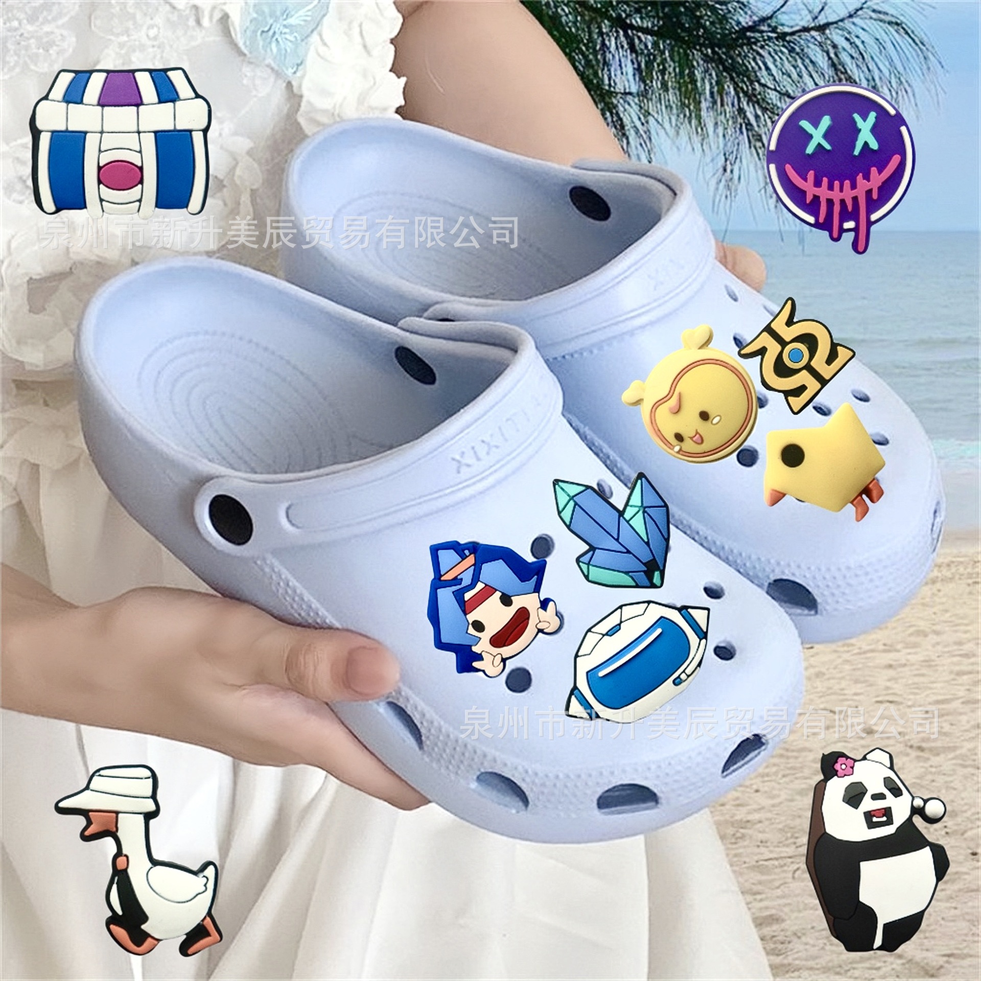 Nuevo agujero de alta calidad de 4mm zapatos botones de flores botones de jardín botones de flores botones de decoración transfronterizos