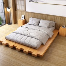 日式原木现代简约榻榻米 实木床 拼接床 民宿主卧双人床1.5米1.2m