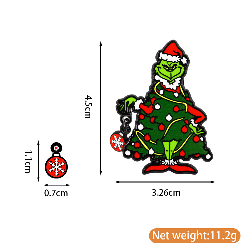 Christmas Grinch Christmas Tree Brooch Snowflake Pendant Holiday Enamel Badge Cartoon Backpack Clothing Metal Decoration