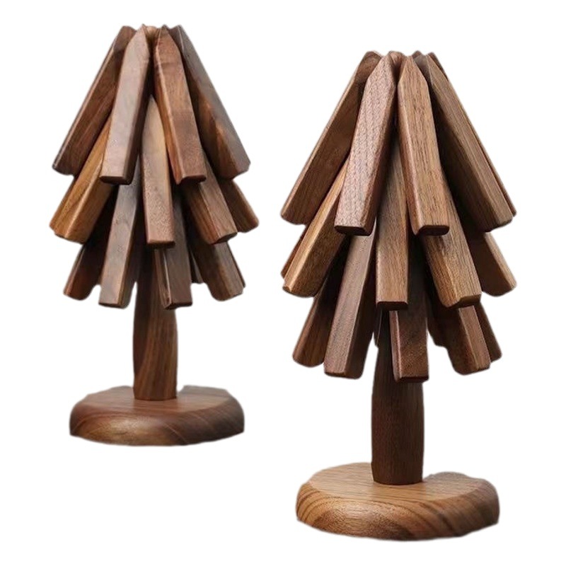 Estilo de lujo ligero posavasos de madera en forma de árbol de Navidad escritorio tazón y plato de aislamiento estera té de la tarde bebidas posavasos de café