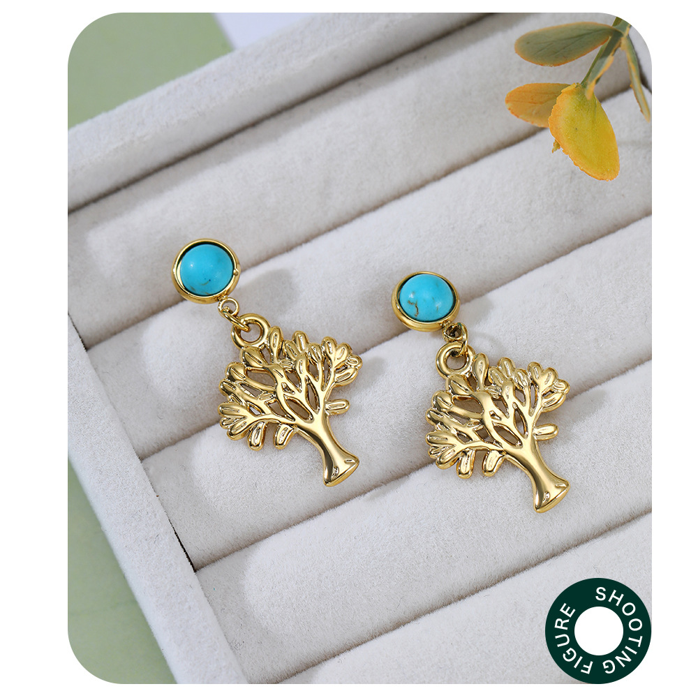 Fashion Leaf Stainless Steel Plating Drop Earrings 1 Pair