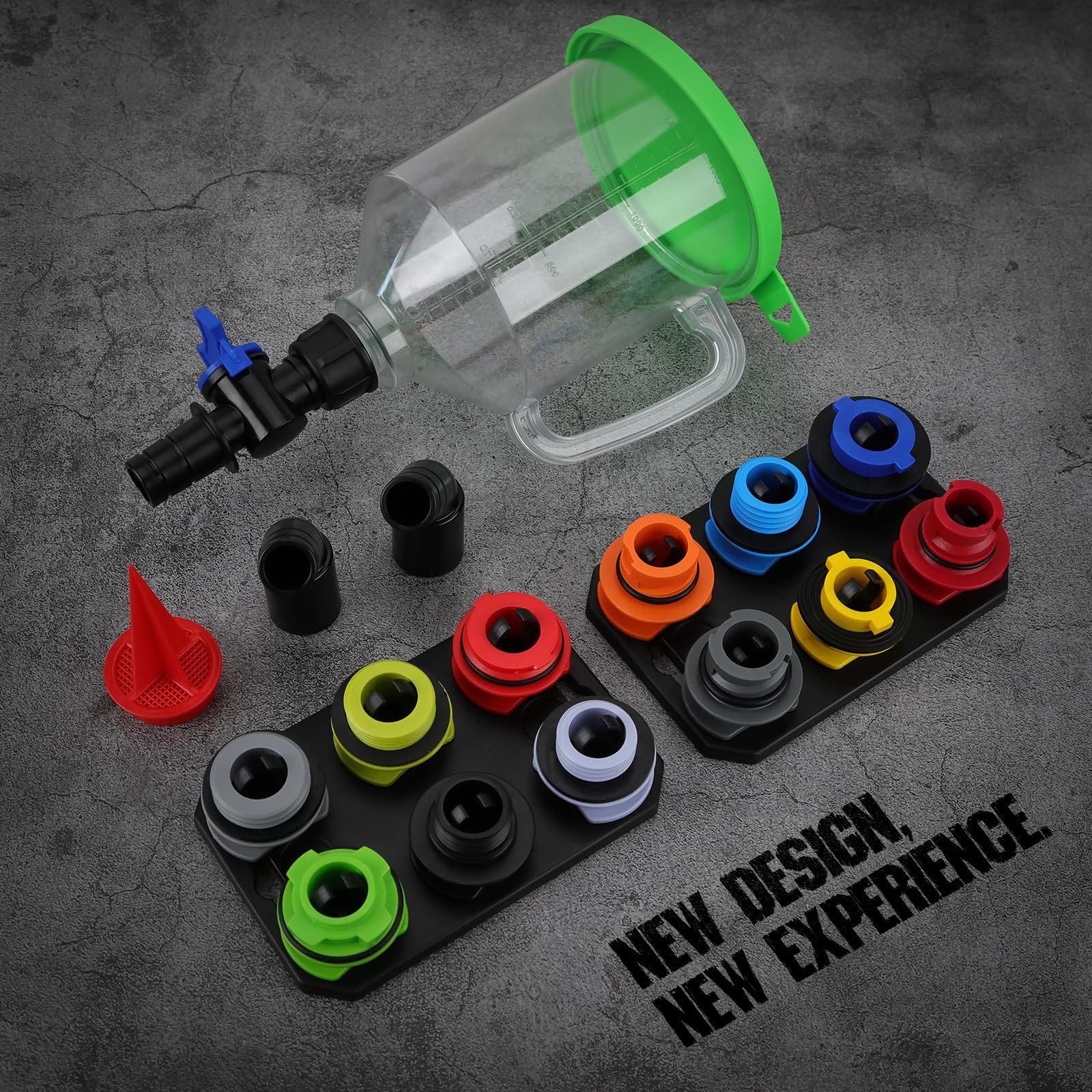 Multifunctional car-specific funnel 18PC for adding oil, gasoline, diesel, and antifreeze, auto repair tool
