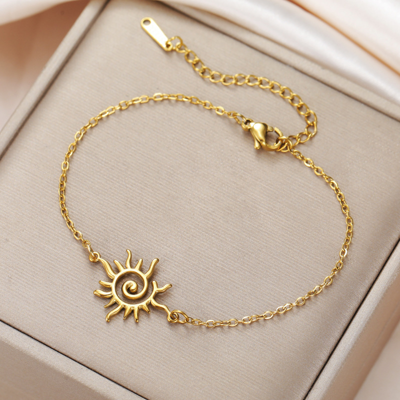 European and American Cross-Border Best-Selling Spiral Sun Pendant Women's Personalized 304 Stainless Steel Bracelet Fashionable Simple Gift