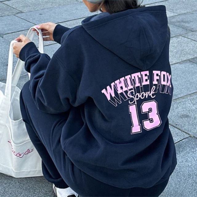 Cross-border New Popular WHITE FOX13 Series suit Women's Casual Sweater Hoodie Front and Back Printing Hot Selling