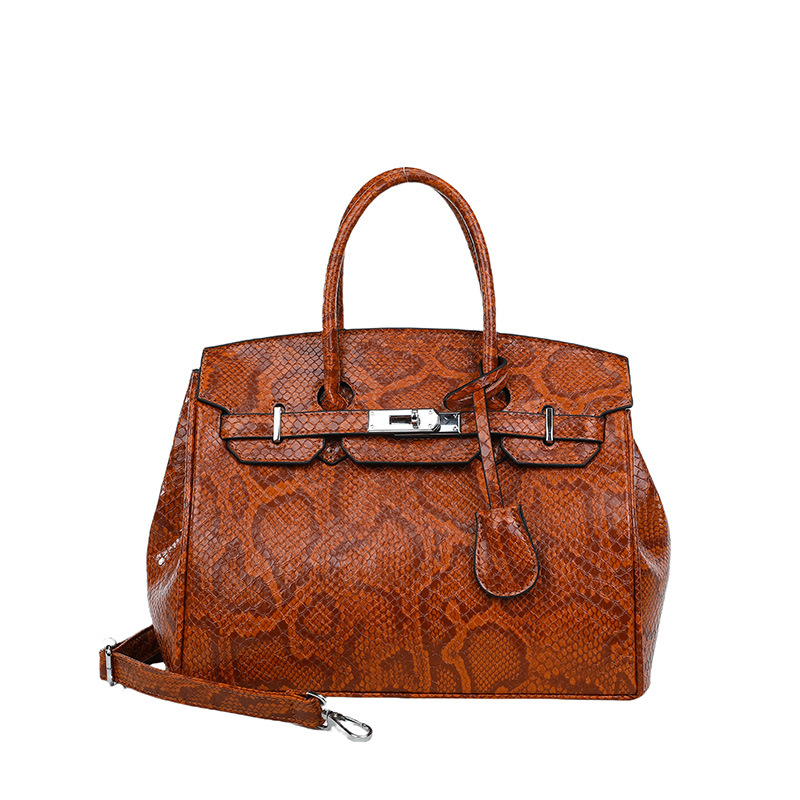 Amazon venta caliente de alta gama patrón de pitón bolso portátil Tote para mujer de alta calidad de gran capacidad bolso de mensajero de un solo hombro