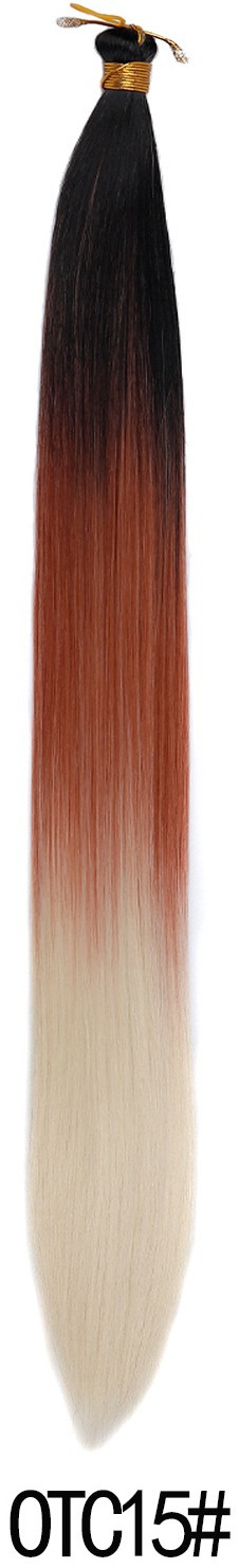 Bone Straight Hair de fibra química de 24 pulgadas Braidi ng Hai sin franjas negras largas rectas image 32