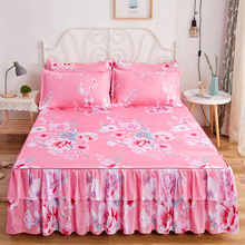 加厚磨毛单床裙双边三件套家用席梦思床垫保护罩床盖工艺现代简约