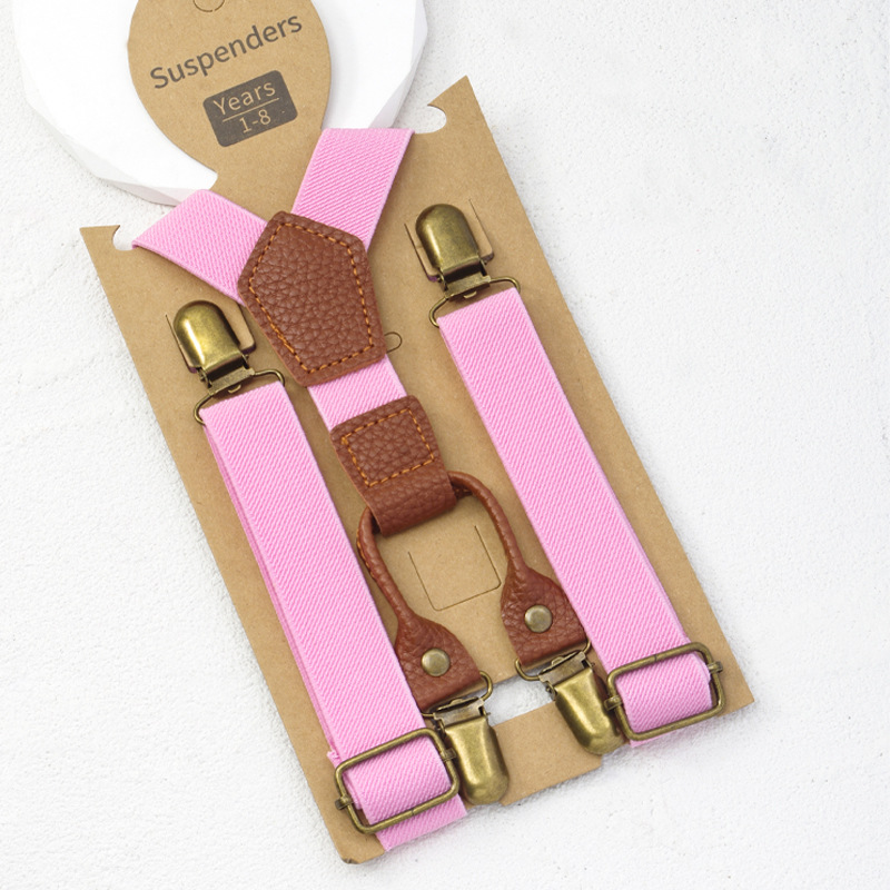 Children's fashionable solid color universal suspenders for men and…
