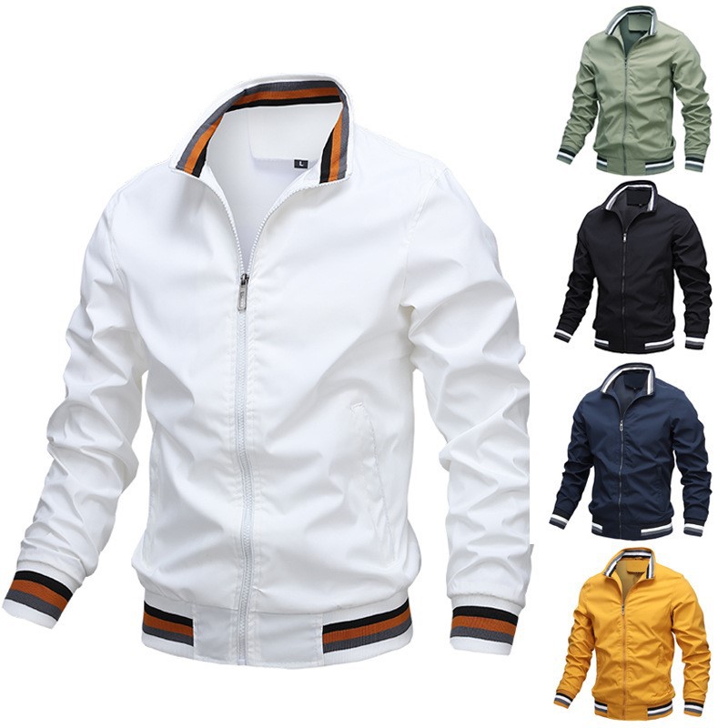 New casual spring and autumn sports solid color jacket men's_voghion.com