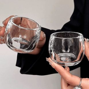Purely Handmade Natural Crystal Tea Cup Glass, Non-Hot, Lead-Free, Chinese-Style Household Thickened Health Tea Cup, Finger Cup