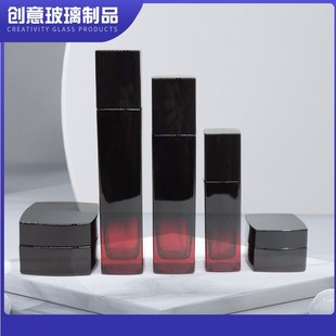 Customized Chanel Square Glass Bottle Lotion Essence Bottle Square Bottle Set Cosmetic Bottle Cosmetic Packaging Material