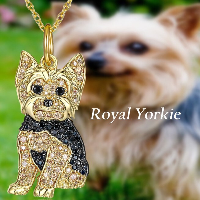 Temu Cross Border Hot Sale Cute Yorkshire Dog Pet Shape Pendant Necklace Zinc Alloy Die Casting Necklace Jewelry