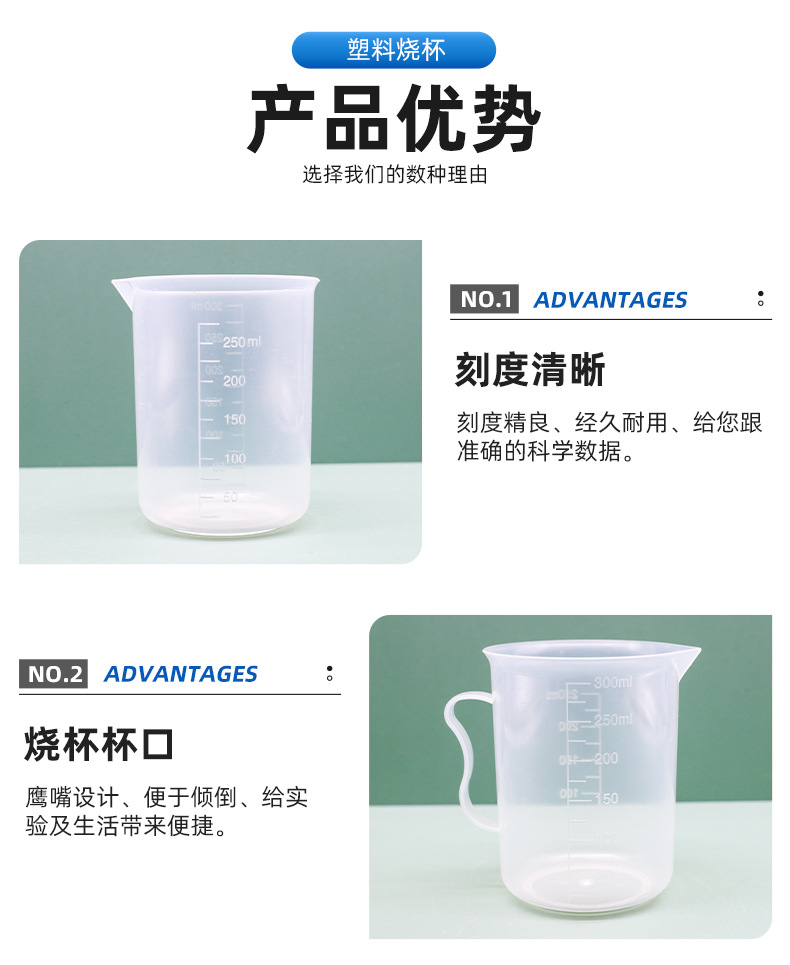 塑料烧杯 50/100/250/1000/3000/5000ml带刻度实验室带柄塑料量杯-阿里巴巴