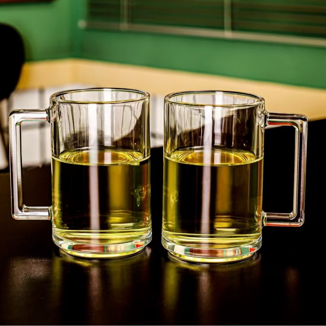 capacity Water cup Cover cups handle to work in an office Tearoom teacup tea utensils household Zona pellucida Glass Green tea cup monolayer