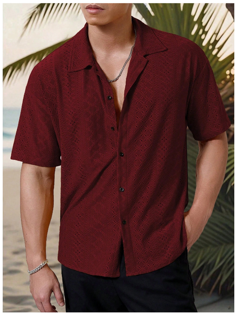 Men's Summer Casual Shirt Short Sleeve Lightweight Button Up Top_voghion.com