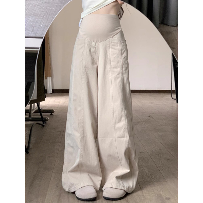 Apricot-colored high-waisted maternity denim wide-leg loose pants, suitable for autumn and winter wear, 2026 new style, casual, plus-size, long pants, black Apricot-colored high-waisted maternity denim wide-leg loose pants, suitable for autumn and winter wear, 2026 new style, casual, plus-size, long pants, black