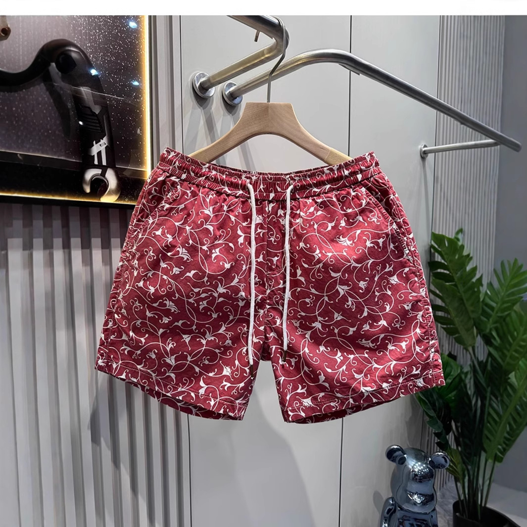 Summer Print Men's Shorts Trendy Design Loose Fit Versatile Sporty Casual Four Quarter Length Pants_viptrois.com