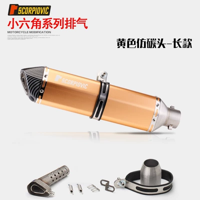 Exhaust Pipe R25_R3_Z400 Yongyuan — Motorcycle exhaust pipe - long-style-yellow-imitation-carbon-head