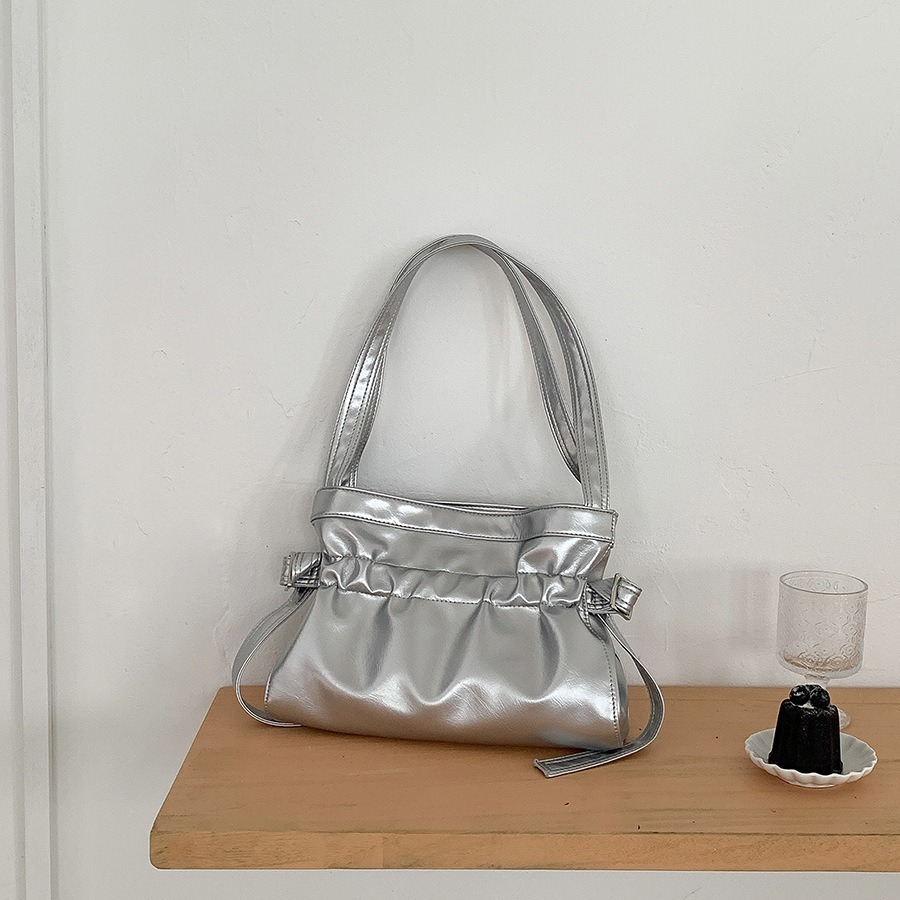 Borsa tote in morbida pelle per pendolari, grande capacità, da donna, versione coreana di nicchia, nuova borsa plissettata estiva da donna, singola_voghion.com