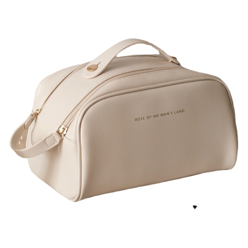 Bolsa de cosméticos de gran capacidad, sensación de alta calidad, doble cremallera, bolsa de almacenamiento de cosméticos portátil, bolsa de lavado para el cuidado de la piel portátil de viaje