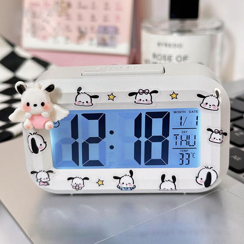 パチャ犬ミニ夜光目覚まし時計かわいい静音学生小型デスクトップ時計汎用電子目覚まし時計|undefined