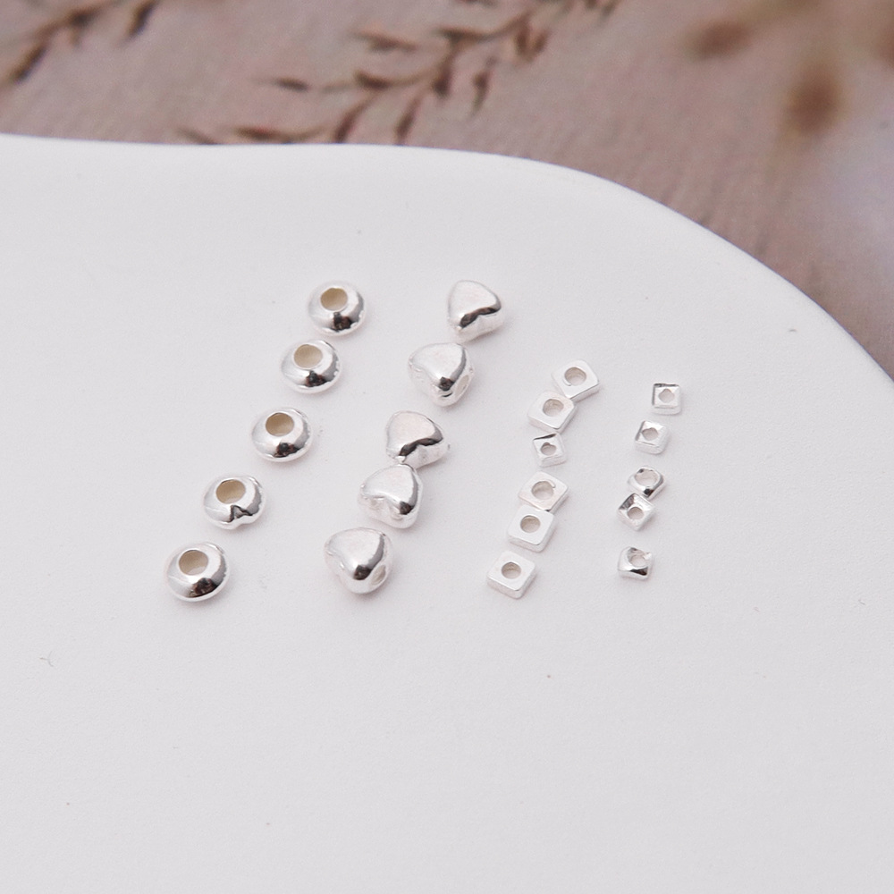 DIY Jewelry Accessories Classification 1 Piece 1.5mm 2MM Diameter 3mm 925 Sterling Silver Round Square Heart Shape DIY Jewelry Accessories Beads