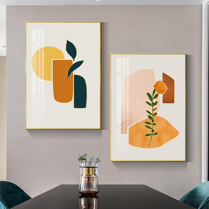 Pintura decorativa de comedor simple mesa de comedor cuelga pinturas de porcelana de cristal de fondo pinturas murales sin perforación