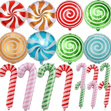 18寸糖果风车圣诞拐杖气球圣诞节家居学校商场装饰气球地推气球批