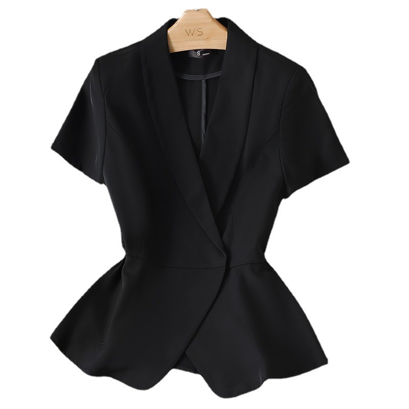 Women's Clothing Professional black suit jacket thin short sleeve temperament summer new professional suit suit lady work suit_mkmklike.com