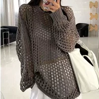 Knitted thin sexy sun protection clothing, long-sleeve, oversize