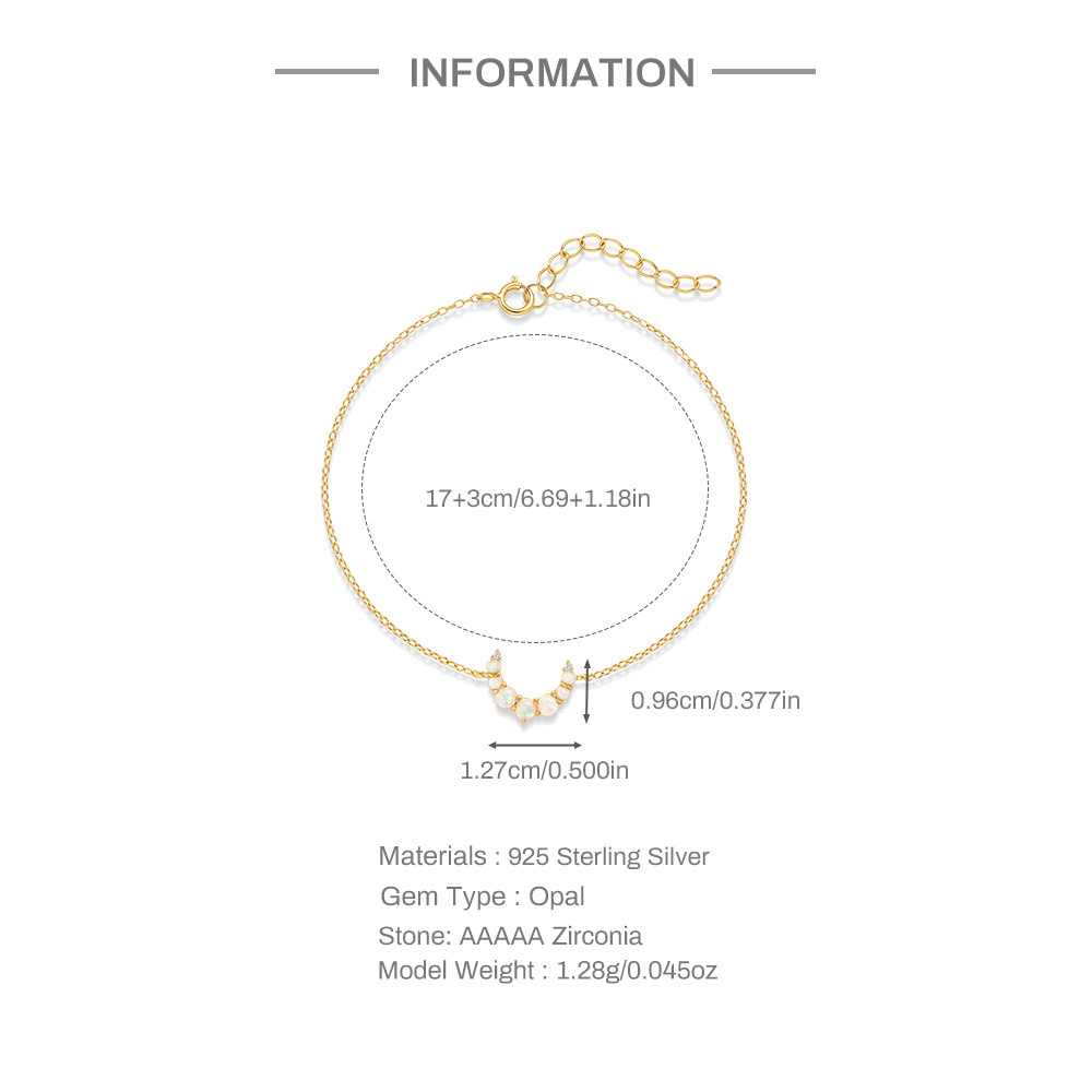 Zircon Inlay Material S925 Sterling Silver Diamond-Embedded Opal Moon Necklace Bracelet Earrings Set New Best Seller In High-End Jewelry Set