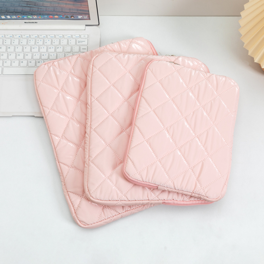 Korean-Style Quilted iPad Sleeve Bag with Heart Pattern, Waterproof Computer Storage Bag Suitable for 11inch Tablet Computers