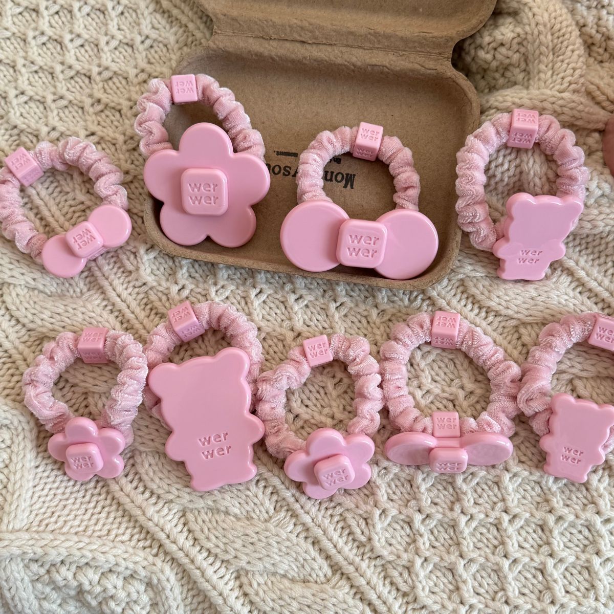 Pink bow hair tie, acetate hair band, stylish and cute hair accessory for girls, Korean-style hair ornament