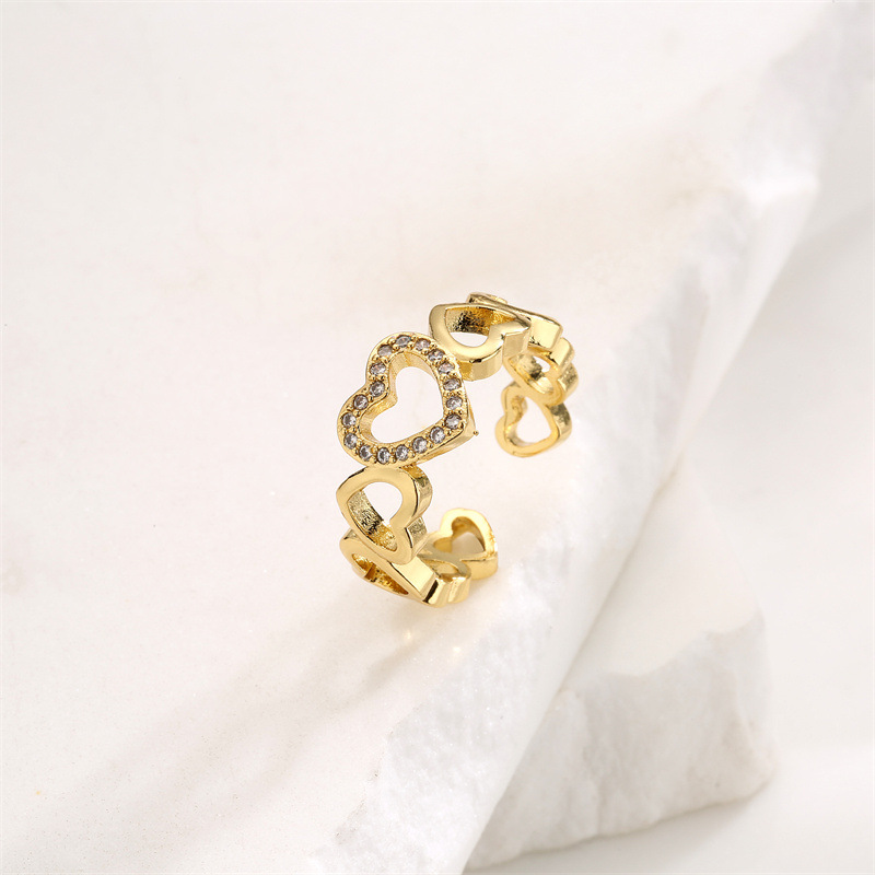 Lady Geometric Copper Gold Plated Zircon Rings 1 Piece