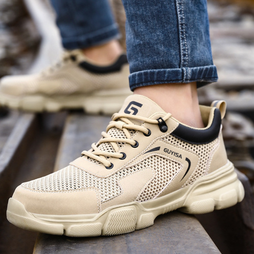 Summer Breathable Safety Shoes for Men - Anti-Puncture, Anti-Crushing, Lightweight, Safe, Comfortable, Steel Toe Cap, Large Holes - Wholesale