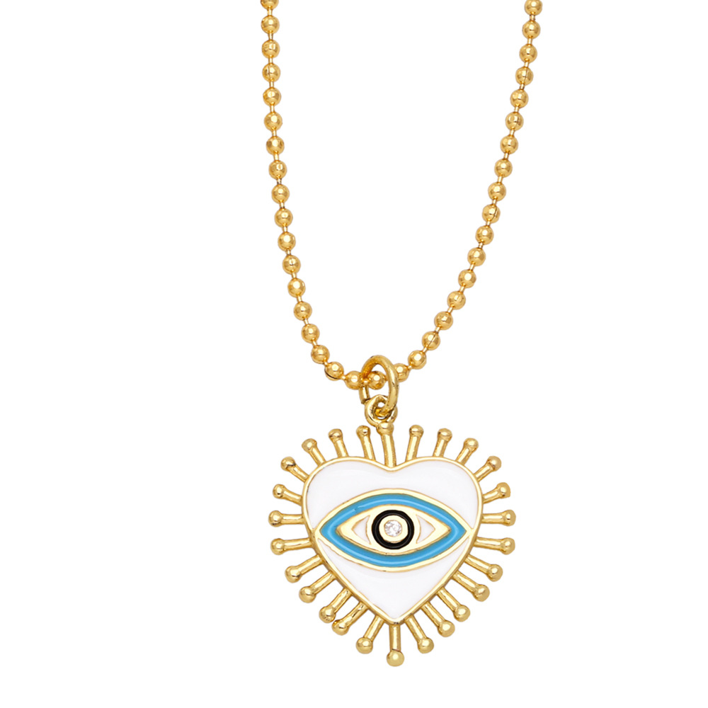 Fashion Devilu0027S Eye Heart Shape Copper Pendant Necklace Enamel Copper Necklaces