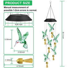 新款户外太阳能风铃金属铃铛LED蜂鸟蝴蝶eva球风铃庭院灯装饰灯