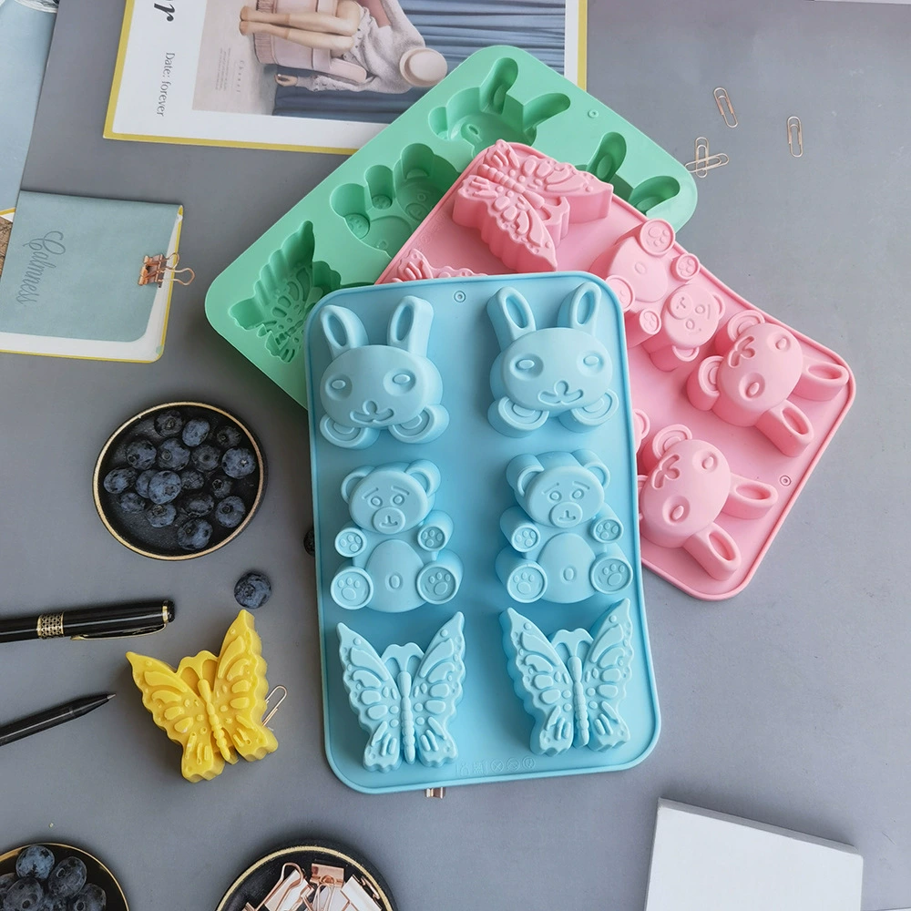 Силиконовая 6 даже медведя кролика бабочка торт пресс-форма для вставки