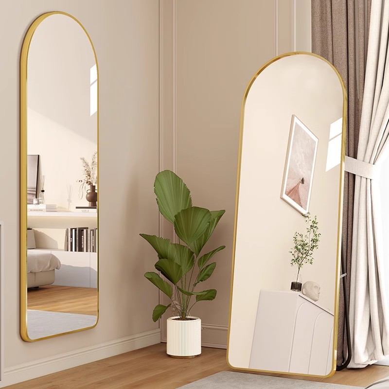 Espejo de pie de longitud completa para uso doméstico, popular en Instagram, espejo de vestir, espejo de montaje en pared, espejo tridimensional grande para dormitorio.