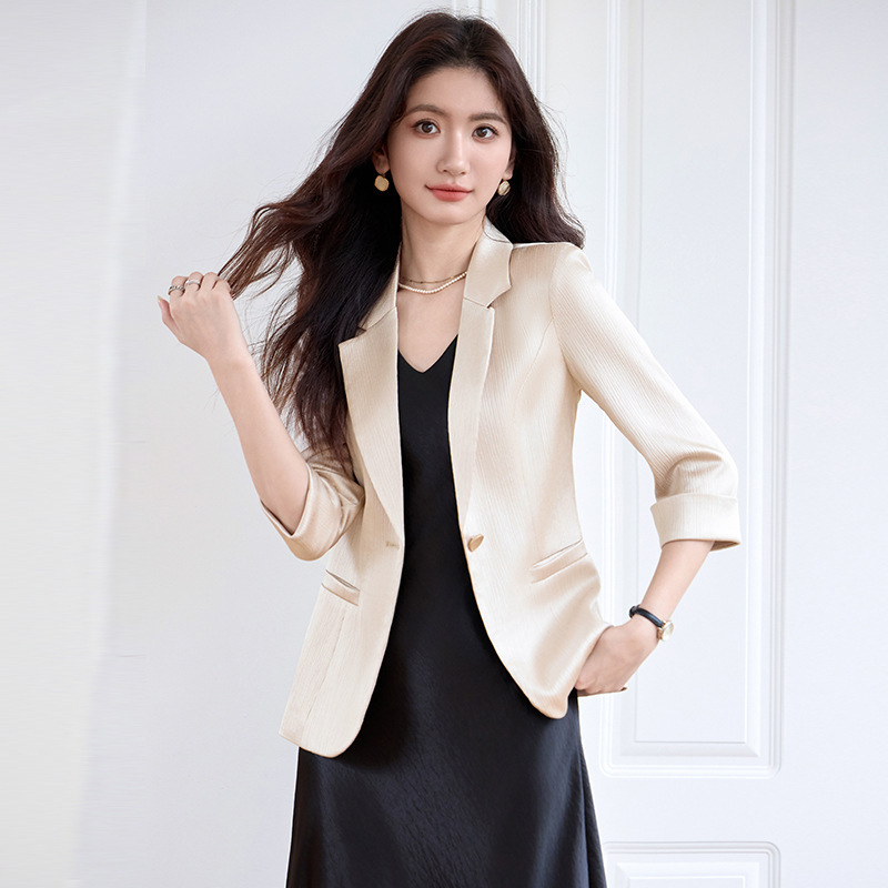 White Suit Jacket Women's Thin Spring and Summer New Goddess Fashion Dress Seven-point Sleeve Inner dress suit