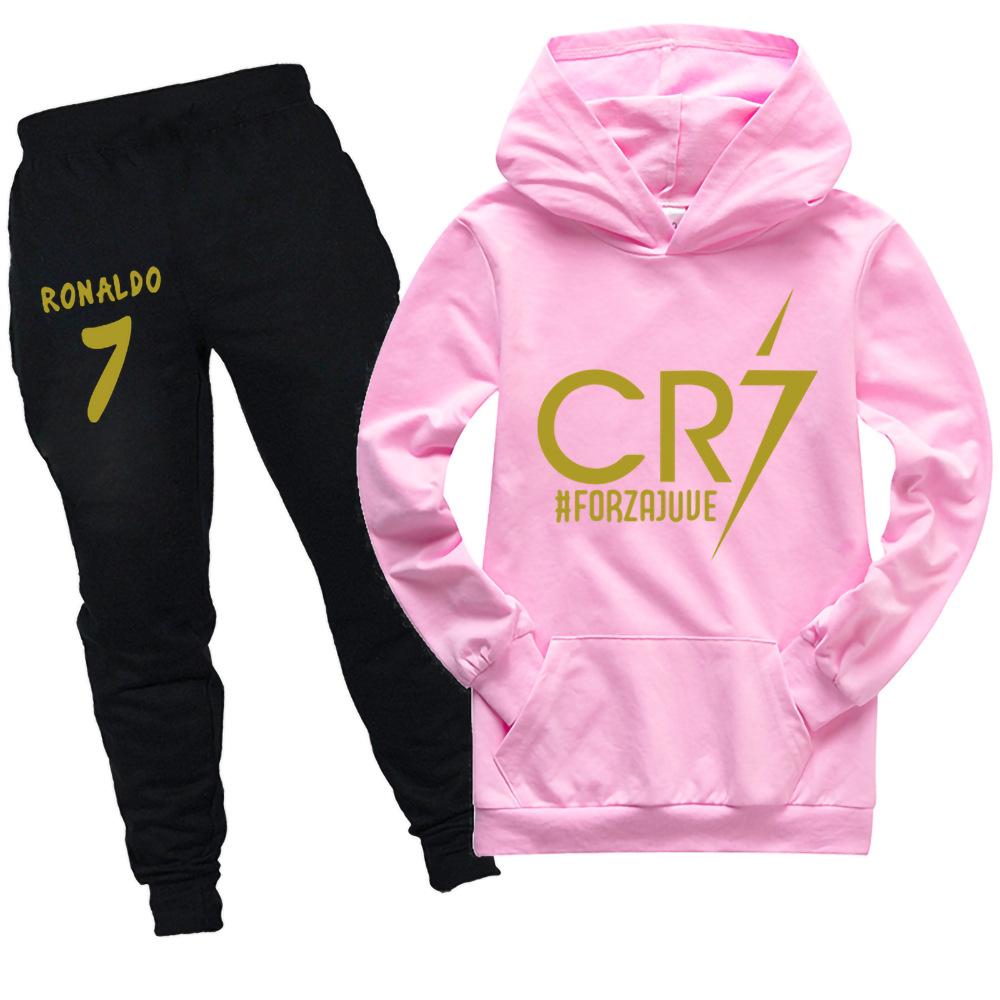 In Stock 100-170 size pattern pocket sweater hoodie + black trousers 2 pieces suit Pk1973A