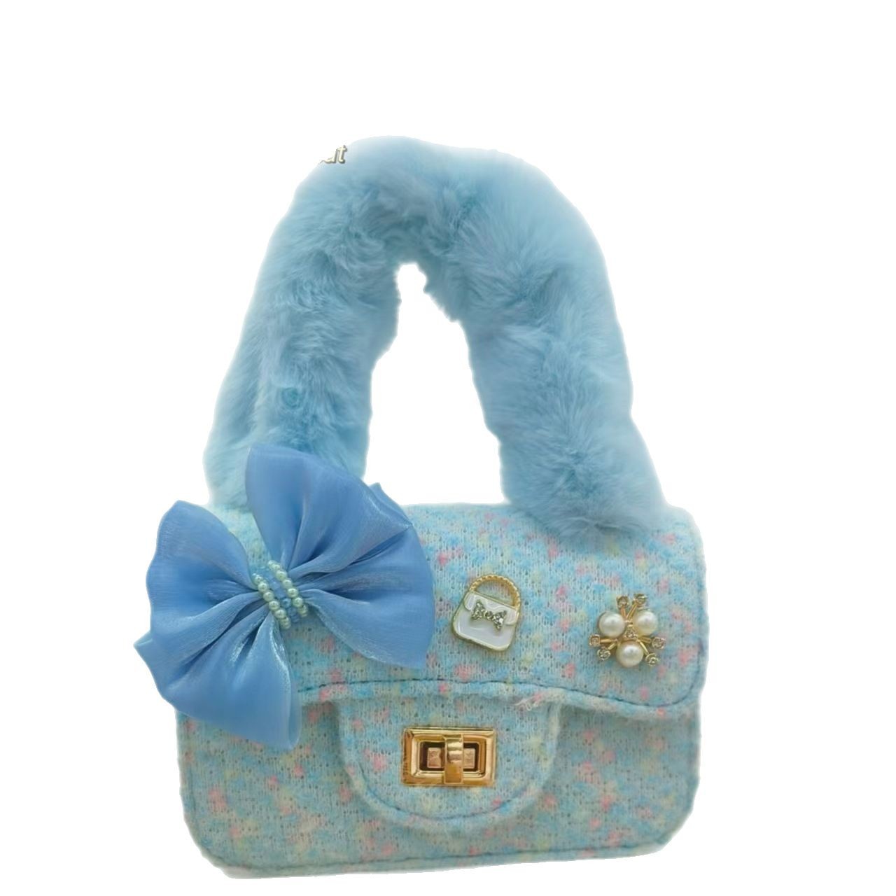Bolsa de peluche de arco, bolso de princesa, bolso de hombro de niña, accesorios, bolso de cinturón, bolso de cambio