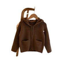 女童毛衣2025针织开衫新款儿童洋气连帽外套宝宝幼儿秋装上衣加厚