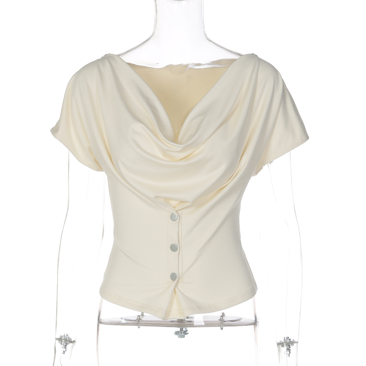 T-shirt donna slim fit con scollo ovale e maniche corte alla moda_voghion.com