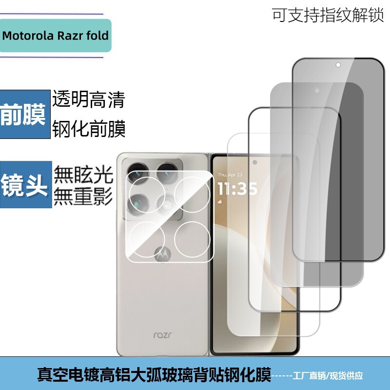 Suitable for Motorola Motorazrfold Transparent Silk-Printed Lens Film, High-Definition Anti-Peep Curved Outer Screen Tempered Film