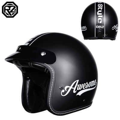 certification 3/4 helmet winter retro half: Motosiklet dəbilqələri - m-matt-black-straight-strip