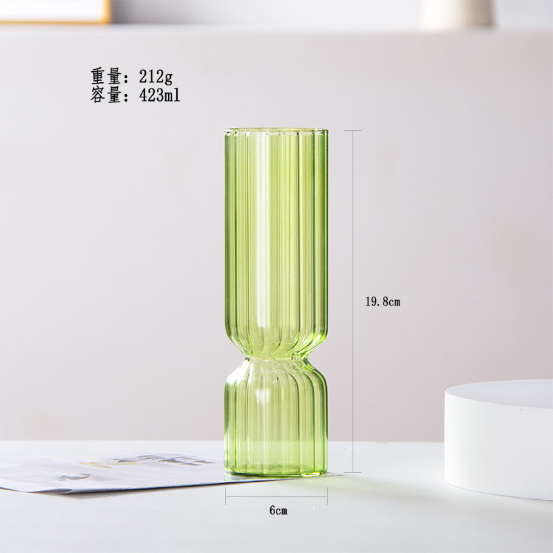 Florero de vidrio transparente florero hidropónico a rayas flor fresca flor seca decoración de la Mesa decoración del florero